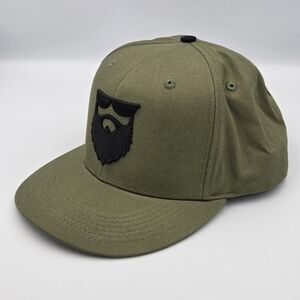 No Shave Life Snapback Adjustable Hat Cap Olive Green Black Logo
